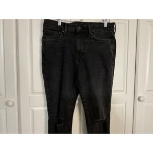 H&M Denim Skinny Coupe Moulante Jeans Black Distressed Men's  33/32 Actual 32/32